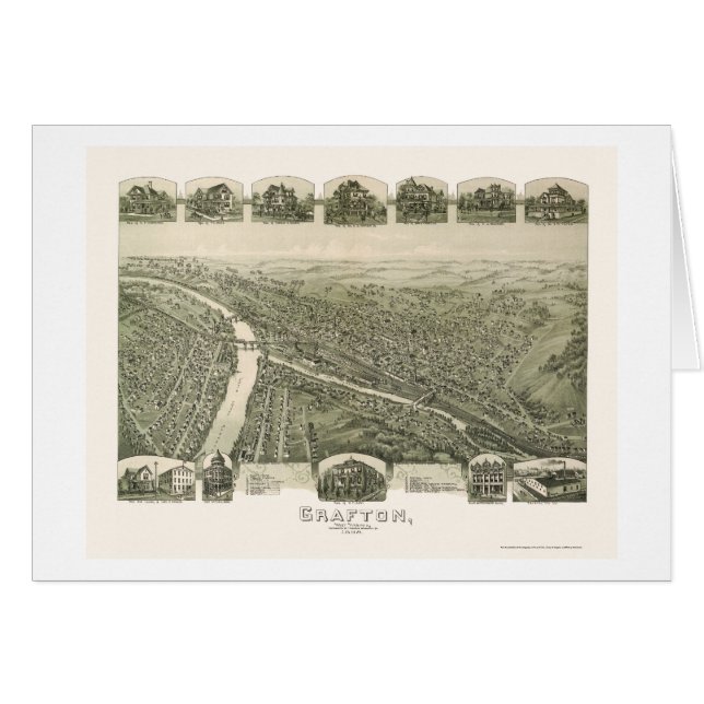 Grafton, mapa panorámico de WV - 1898 (Anverso (Horizontal))