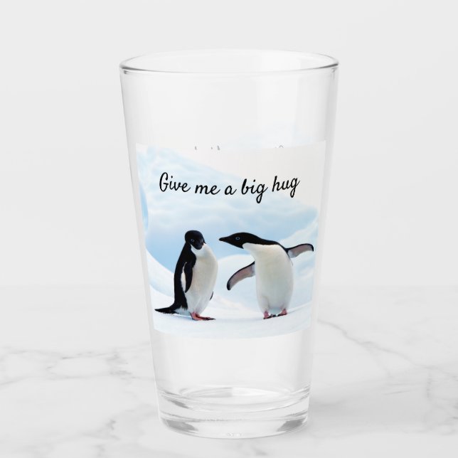Gran abrazo al Pingüino en foto de hielo con texto (Anverso)