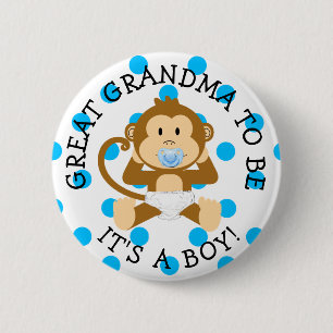 Gran abuela a ser botón de Baby Shower del mono