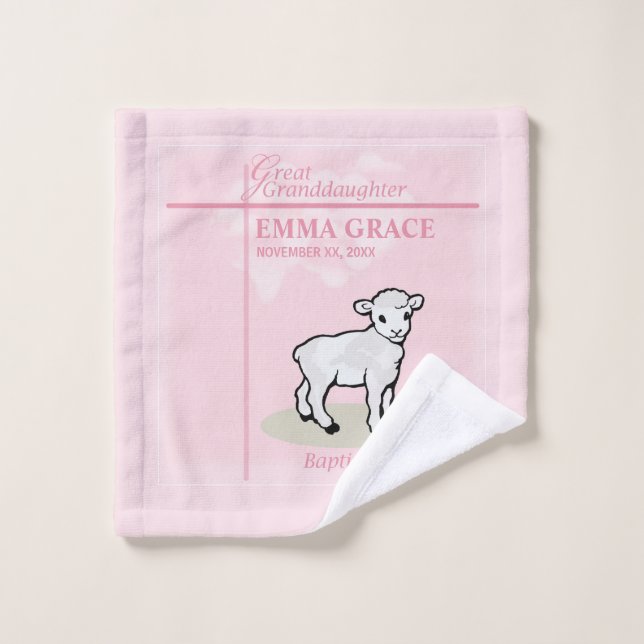 Gran Abuela Bautismo Cordero Chica Rosa (Toallita)