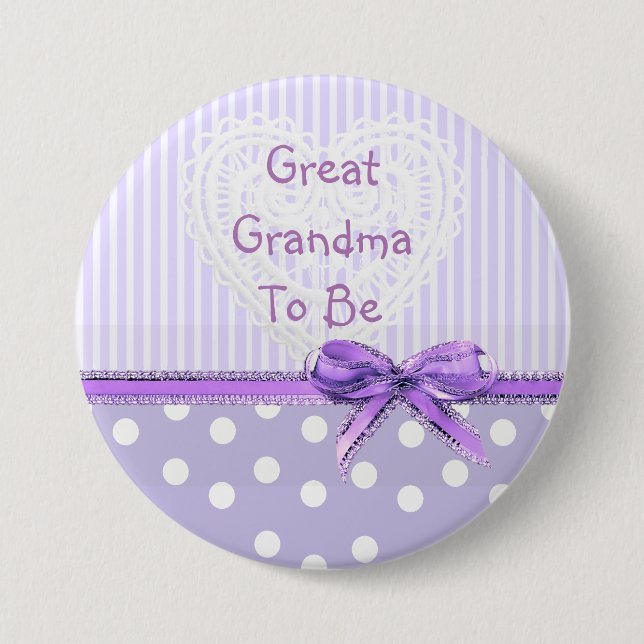 Gran Abuela para ser botón Baby Shower: Morado (Anverso)