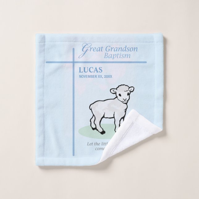 Gran Abuelo Bautismo Cordero Azul Personalizado (Toallita)
