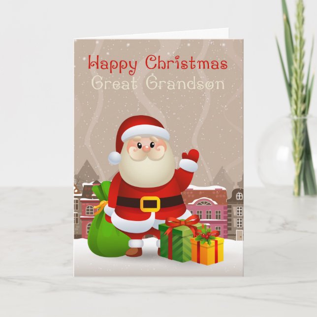 Gran Abuelo Santa con saco y tarjeta de regalo (Anverso)