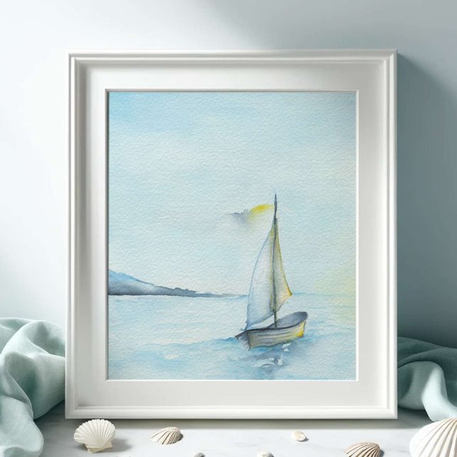 Gran acuarela, velero y arte oceánico (Florida watercolors sailboat art by Victoria Grigaliunas of Do Tell A Belle)