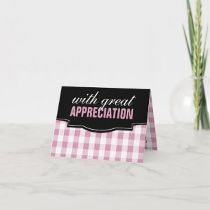 Gran Agradecimiento Pink Gingham Tarjetas De Agrad