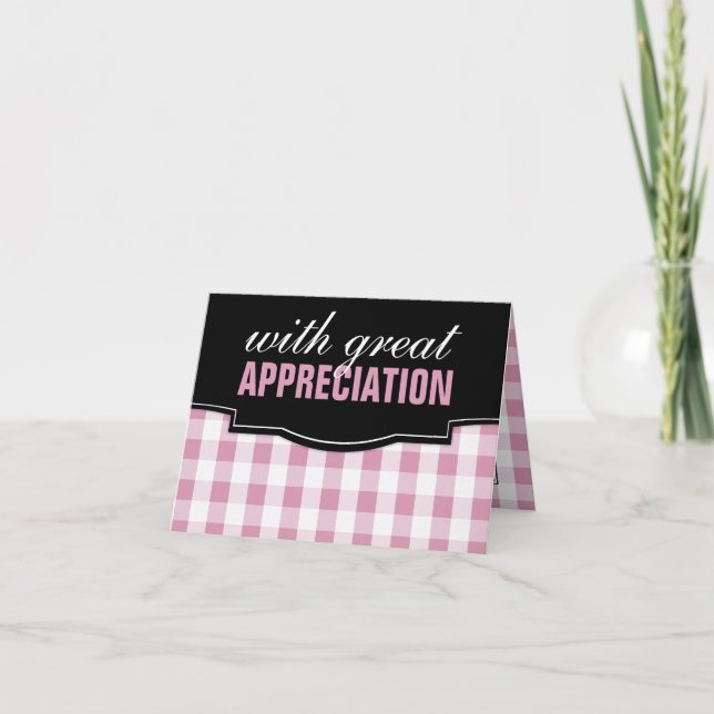 Gran Agradecimiento Pink Gingham Tarjetas De Agrad (Anverso)