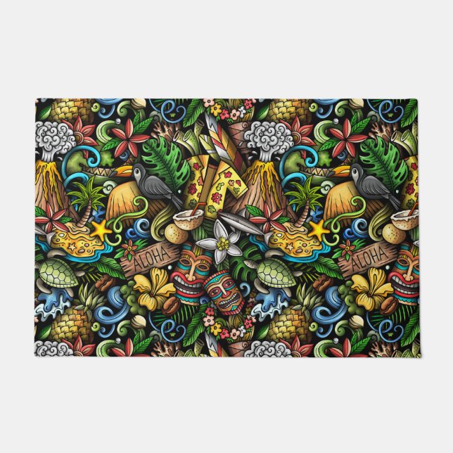 Gran alfombra de la puerta tropical de ALOHA (Anverso)
