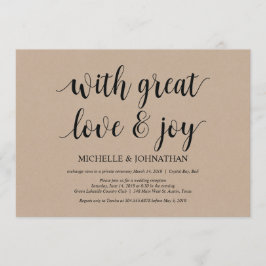 gran amor y alegría, invitaciones de boda Elopemen