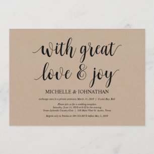 gran amor y alegría, invitaciones de boda Elopemen
