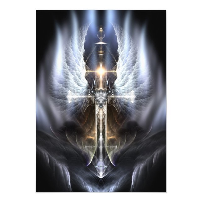Gran ampliación de foto de la Cruz del Ángel del C (Frente)
