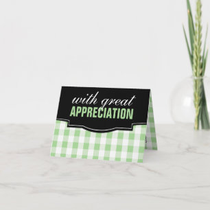 Gran Apreciación Green Gingham Tarjetas de agradec