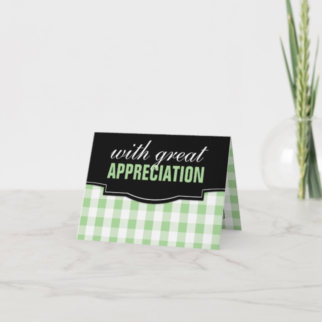 Gran Apreciación Green Gingham Tarjetas de agradec (Anverso)