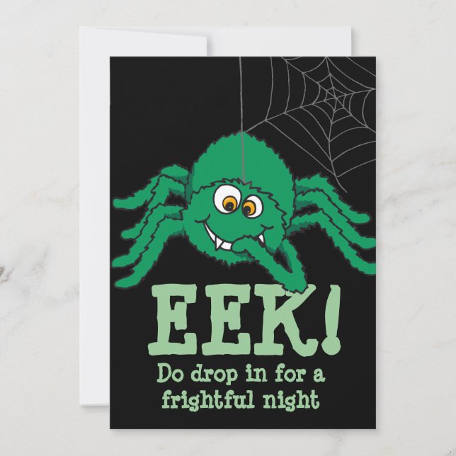Gran araña verde invitación a la fiesta de Hallowe (Anverso)