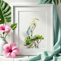 Gran arte de playa tropical de garza blanca