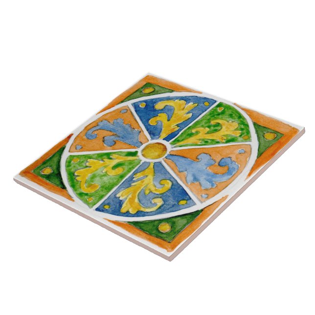 Gran azulejo cerámico al estilo siciliano "Erice"  (Lado)