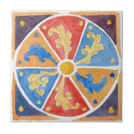 Gran azulejo cerámico al estilo siciliano "Erice" 