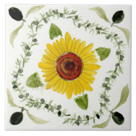 Gran azulejo cerámico al estilo siciliano "Sunflow