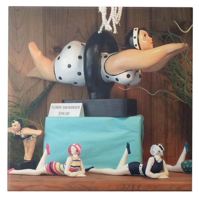 ¡Gran Azulejos De Cerámica Blanca! ¡Nadadores De C (Frente)