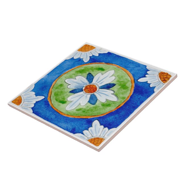 Gran baldosa cerámica de estilo siciliano "Castell (Lado)