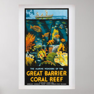 Gran Barrera de Coral Vintage Póster de Viaje 1