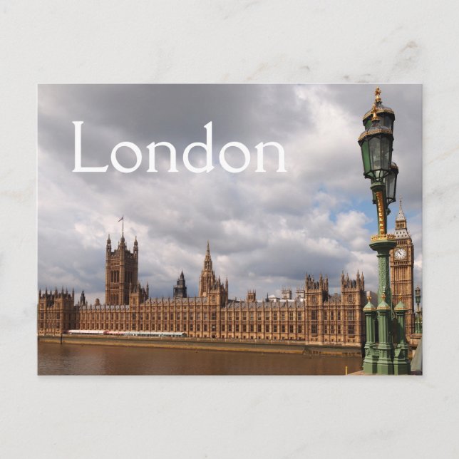 Gran Ben y Parlamento en la postal de Londres (Anverso)