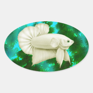 Gran Betta Blanca Splendens Pegatinas de pescado
