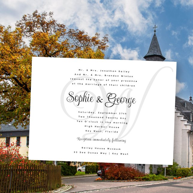 Gran Boda de Monograma Invitaciones en blanco y ne (Subido por el creador)