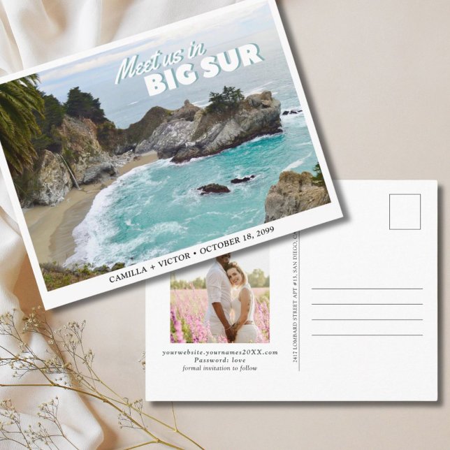 Gran Boda Sur McWay Guardar la postal de fecha (Big Sur Wedding Save the Date Postcard
)