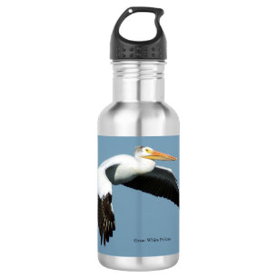 Gran botella de agua del pelícano blanco
