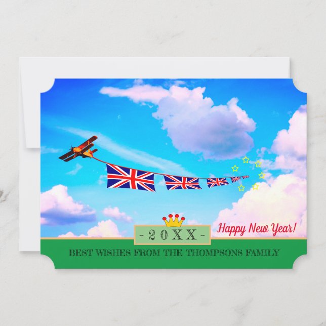 Gran Bretaña - ¡Avión y Feliz Año Nuevo! Tarjeta / (Anverso)