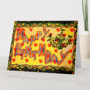 Gran brillante arte folclórico ruso Tarjeta de cum