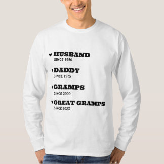 Gran camiseta de abuelo personalizada con fechas