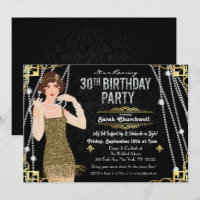 Gran Chica Gatsby Flapper Invitación a cumplir 30 