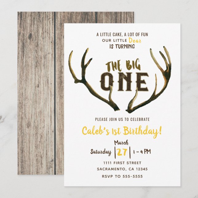 Gran Ciervo de Cuerno Invitación de Cumpleaños Rus (Anverso / Reverso)