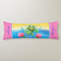 Gran cojín de cuerpo personalizado de rana saltant