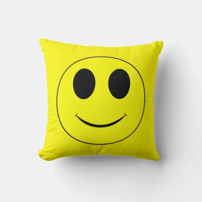 Gran Cojín decorativo Amarillo Feliz de Cara cuadr (Anverso)