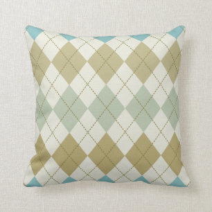 Gran Cojín decorativo argelyle Sage y Tan Preppy