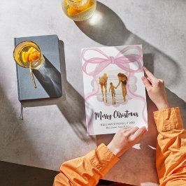 Gran Coquette Rosa Bow tarjeta de foto navideña