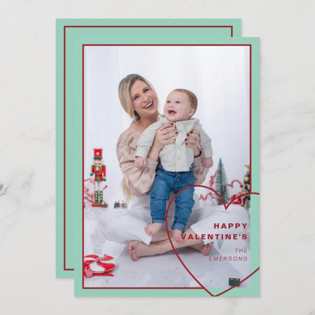 Gran corazón con moderna tarjeta fotográfica de di (Anverso / Reverso)