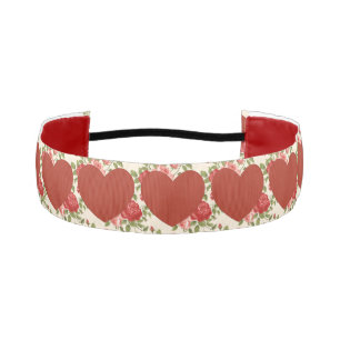 Gran Corazón Rojo y Flores Banda de cabeza de fond
