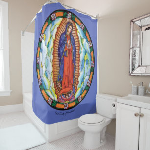 Gran Cortina de ducha azul de Nuestra Señora de Gu