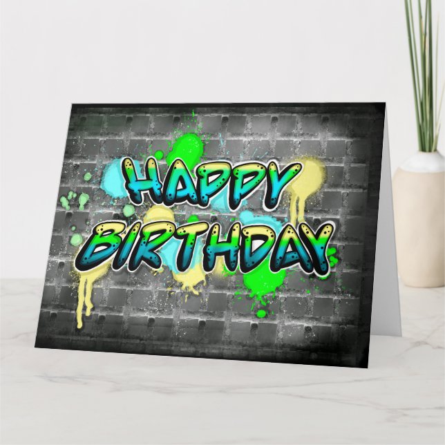 Gran cumpleaños feliz | Tarjeta de texto Graffiti (Anverso)
