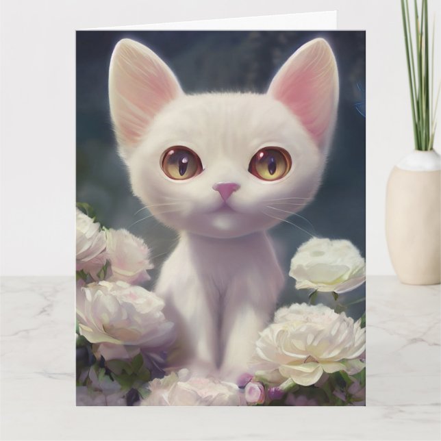GRAN CUTE DE OJOS GATO KITTEN ARTE GRAN tarjeta de (Anverso)