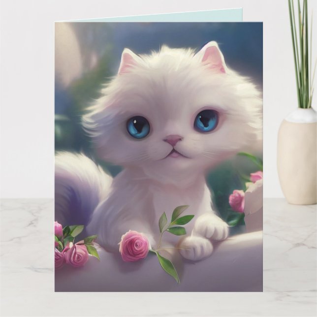 GRAN CUTE DE OJOS GATO KITTEN ARTE GRAN tarjeta de (Anverso)
