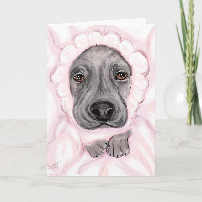 Gran dane bebé Chica negro Invitaciones (Anverso)