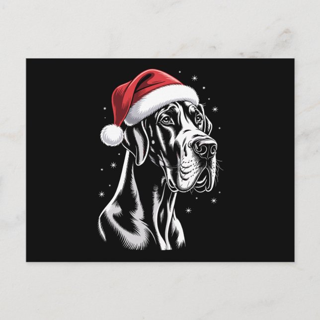 Gran Danés Gorro de Santa Negro Blanco Navidad Nie (Anverso)