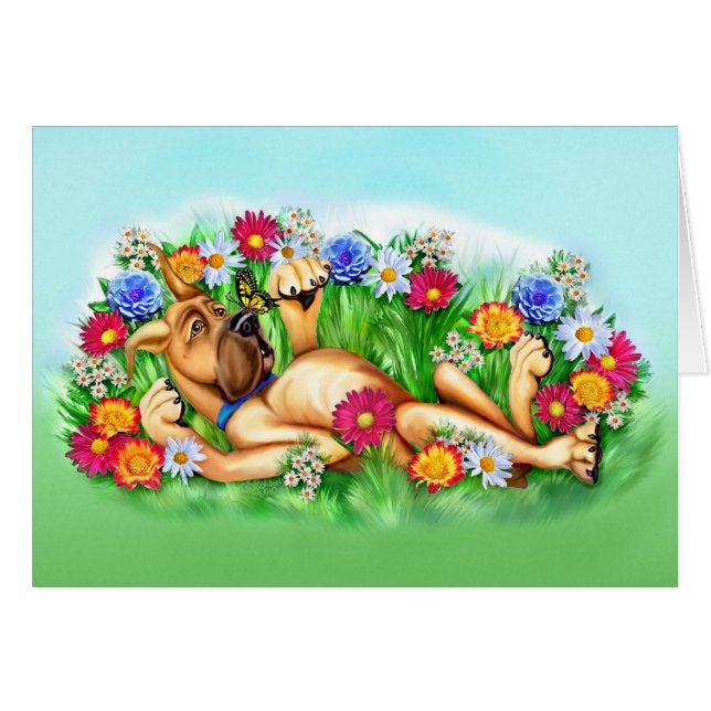 Gran danés persiguiendo mariposas Fawn (Anverso (Horizontal))