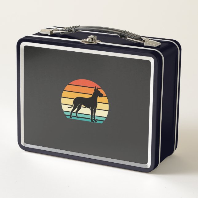 Gran Danés Silueta de Perro Atardecer Retro (Anverso)