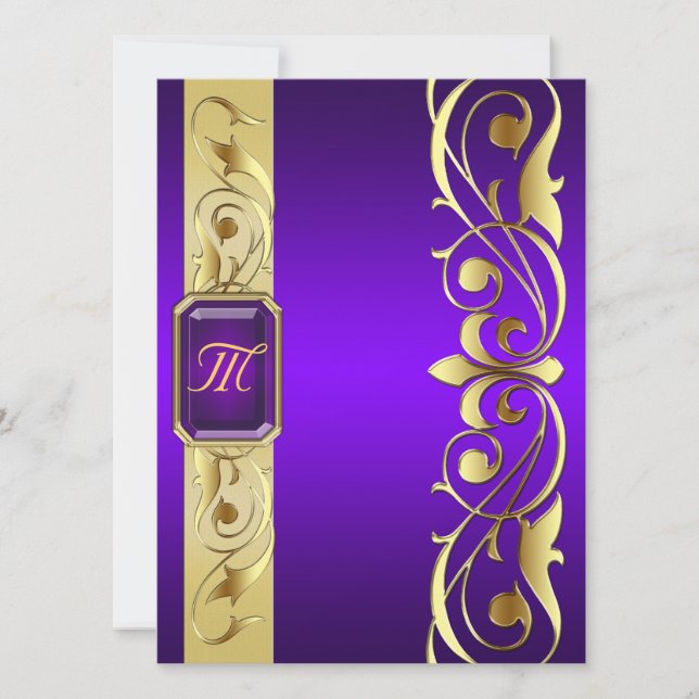 Gran Duque Morado Jewel Gold & Purple Invitación (Anverso)