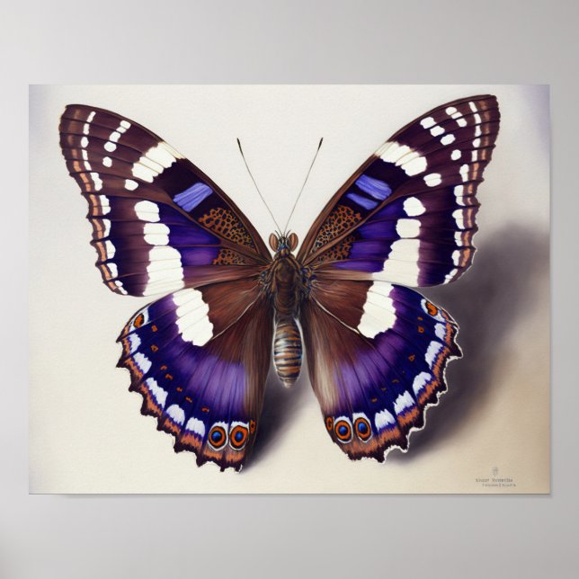 Gran emperador morado mariposa arte Poster de impr (Frente)